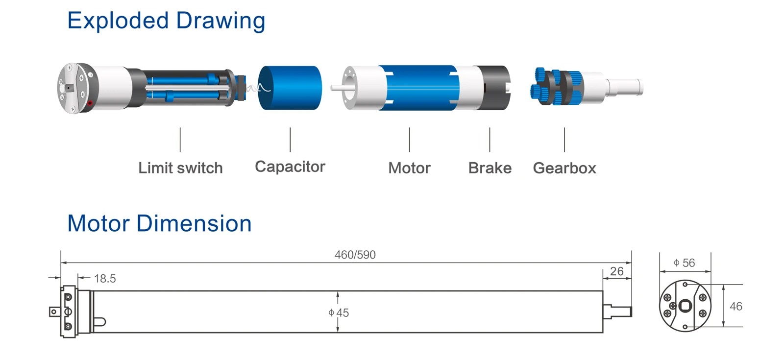 45mm tubular motor size 45mm tubular motor size
